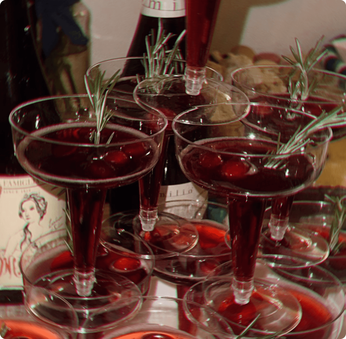 burgundy coloured drinks