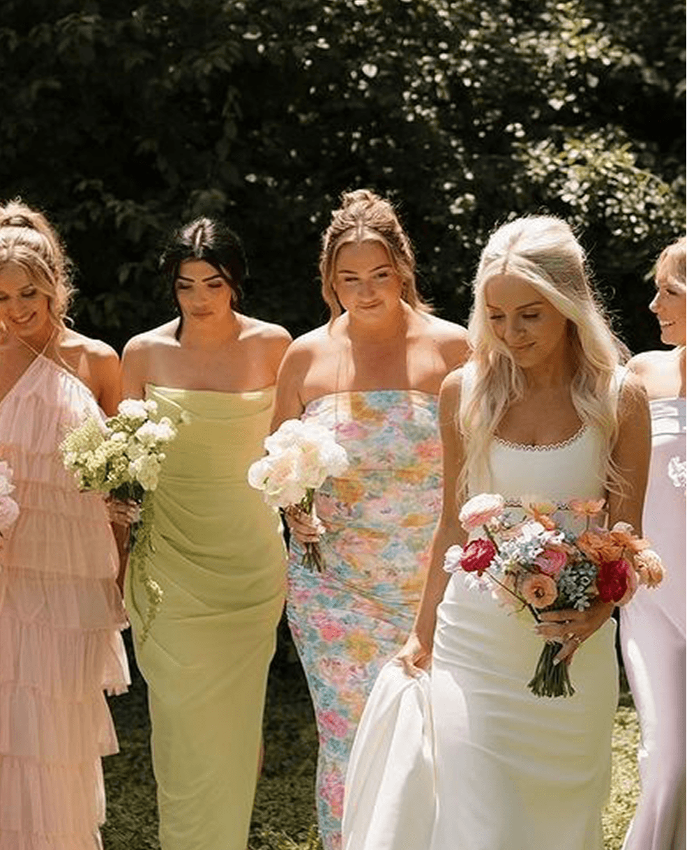 bridesmaids and bride